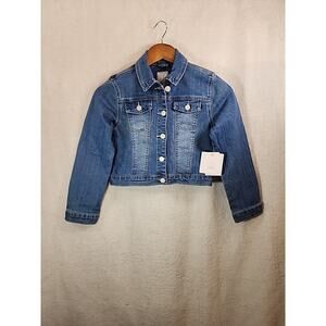 YMI Girls Cotton Button Up Jean Cropped Blue Denim Jacket Large New With Tags